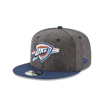 Grey Oklahoma City Thunder Hat - New Era NBA Tweed Turn 9FIFTY Snapback Caps USA2567904